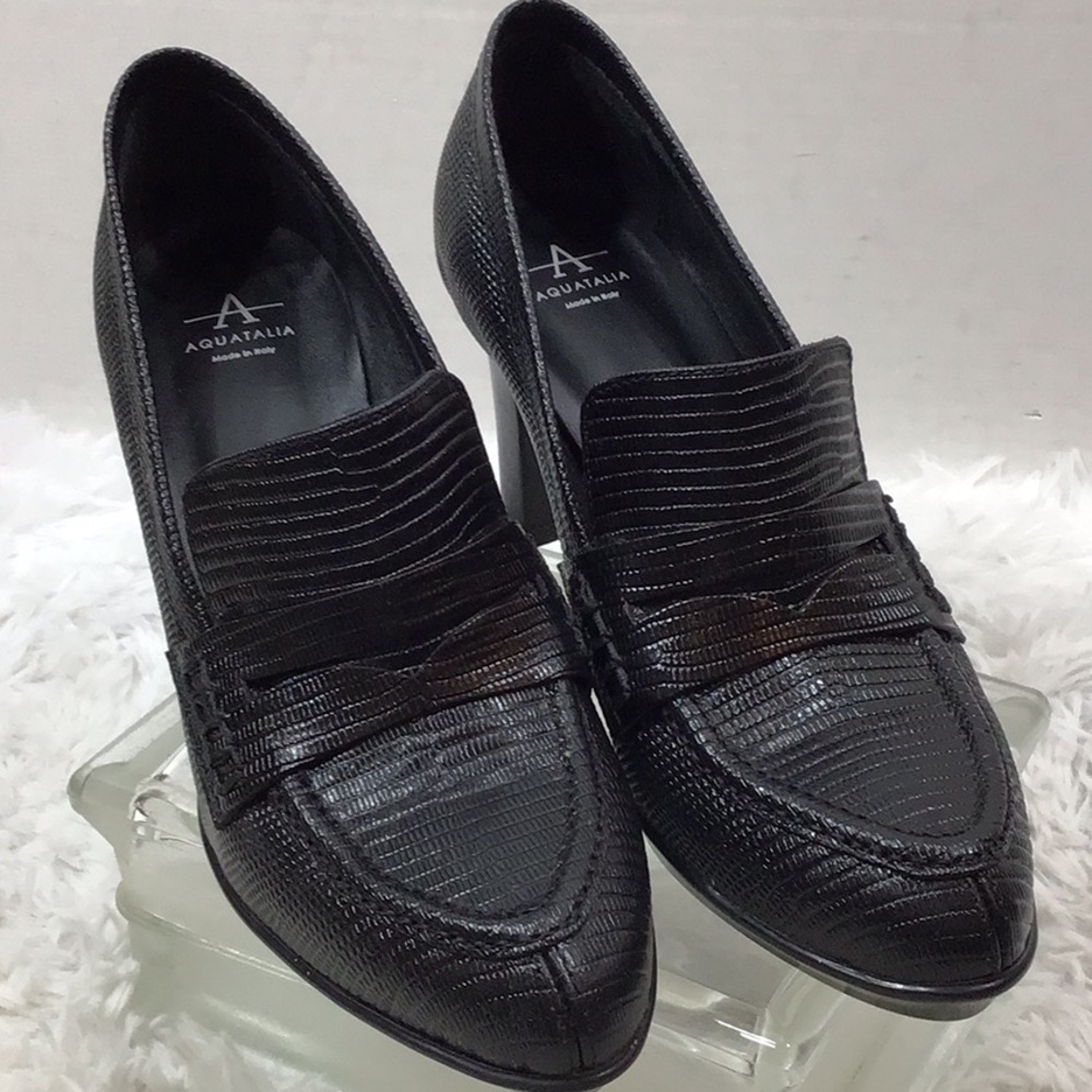 Aquatalia Rella Weatherproof lizard embossed Leather Pump 7.5